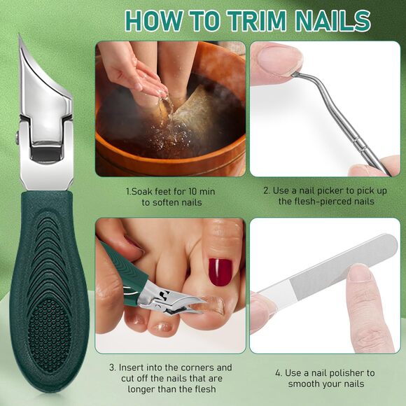 Eagle Beak Beveled Nail Clippers 3-Piece Set Wide Jaw Pedicure Manicure Set ~NEW - Picture 5 of 5